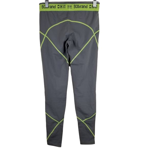 93 Brand Seek Higher Ground Neon Yellow Gray Athletic Leggings XL - Picture 2 of 3